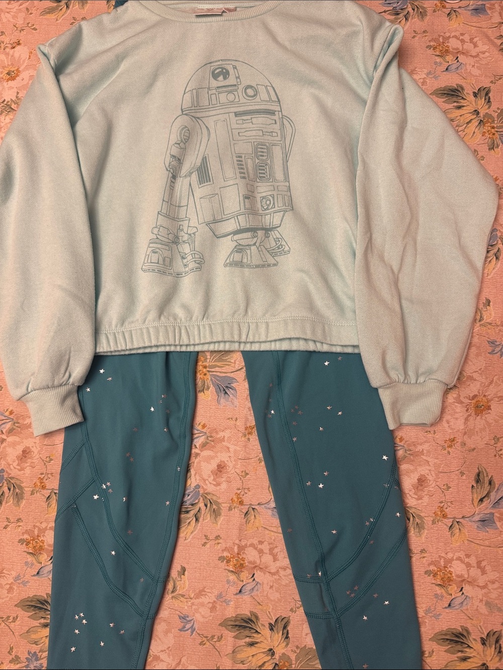 all in motion Light Mint R2-D2 Sweatshirt with Teal Star Leggings